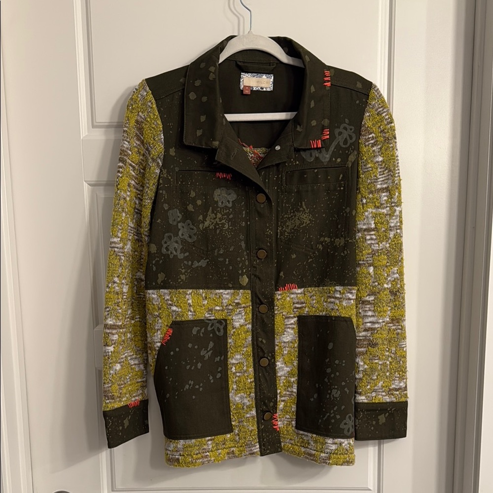 Anthropologie Pilot Green and Yellow Utility Jacket